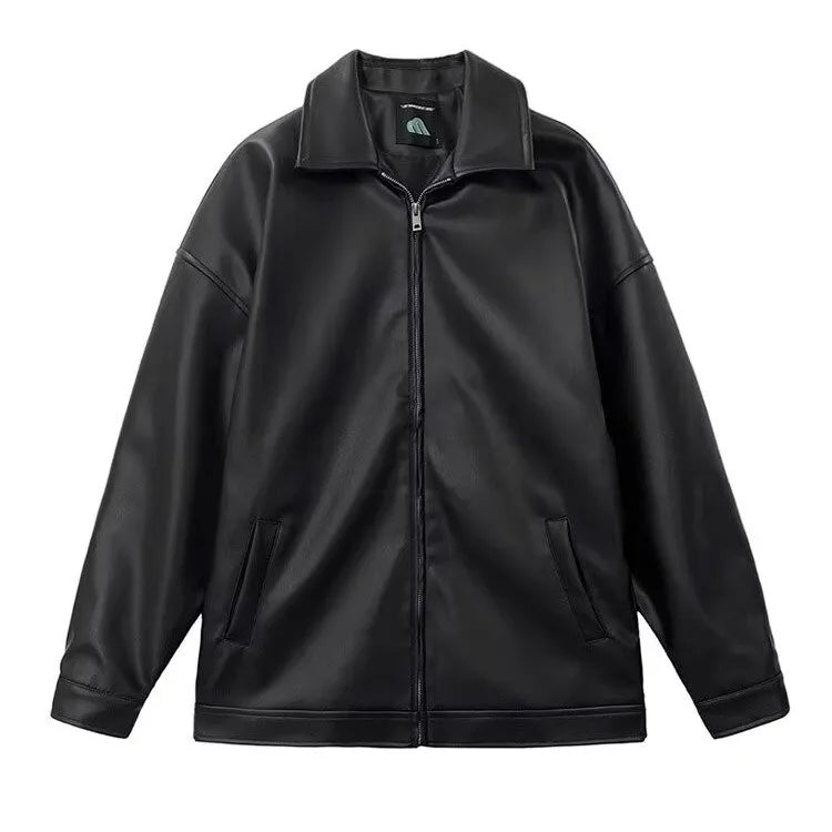 LOR MALE Men's Leather Jacket Men's Biker Jacket Motorcycle Fashionable Waterproof Jacket Waterproof for Rain Motorcyclist Retro