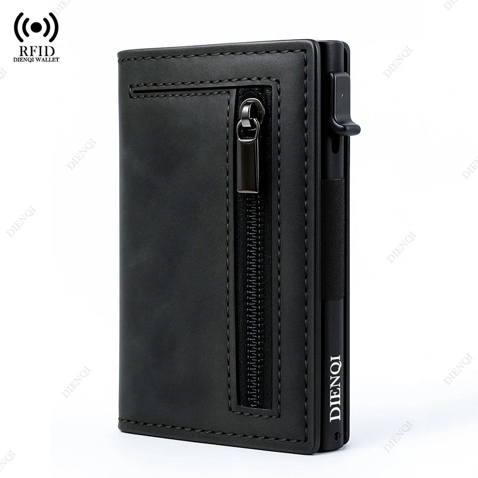 LOR MALE Anti-theft Credit Card Holder Men Wallets Rfid Blocking Aluminum Leather Pop Up Minimalist Wallet Cardholder Wallets for Men