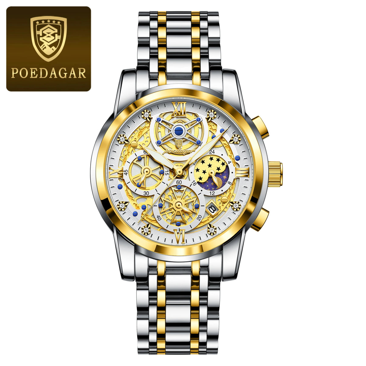 LOR MALE POEDAGAR Luxury High Quality Man Watch Waterproof Luminous Chronograph Date Men Watch Stainless Steel Quartz Men's Watches Reloj