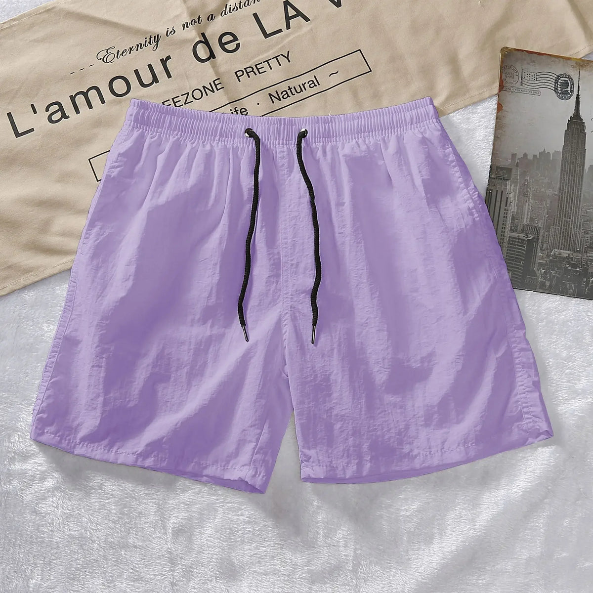 LOR MALE Men's Shorts 2024 Summer Thin New Hot Solid Casual Beach Short Pant Male Running Gym Fitness Breathable Sports Five Point Pants