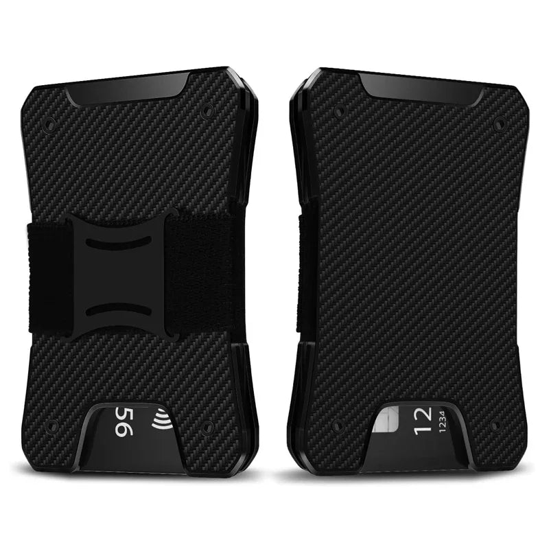 LOR MALE Metal Wallet for Men, Ergonomics Design Money Clip Wallet with Compass, Minimalist Slim Wallet with RFID Blocking