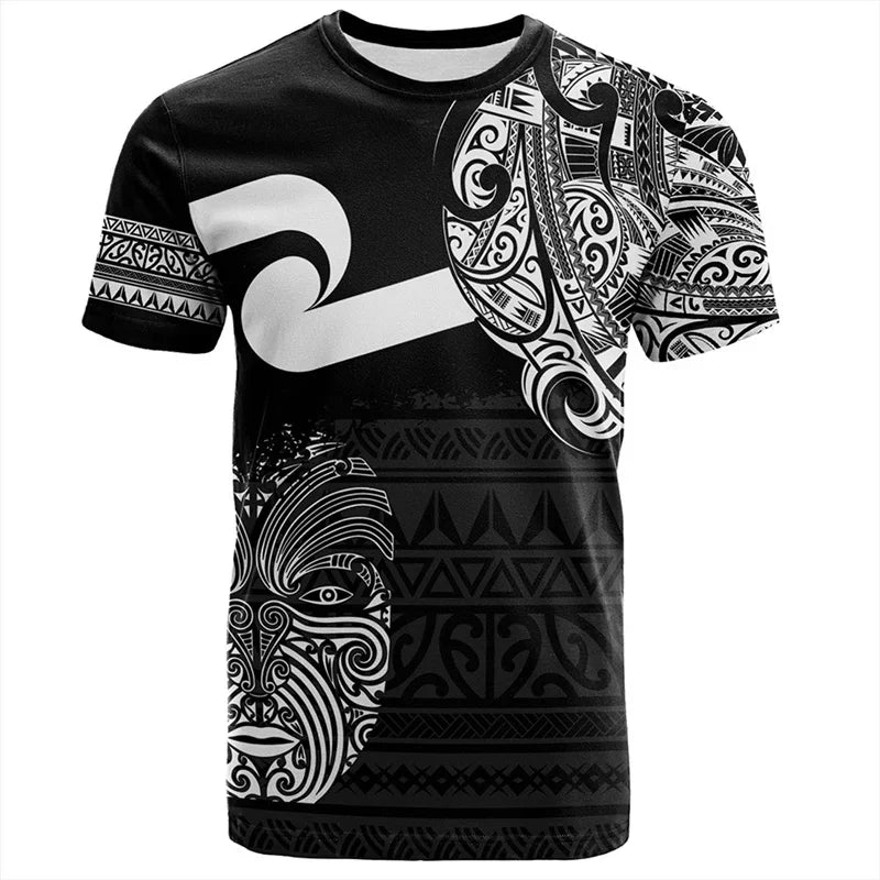 Summer New Zealand Maori Rugby Ball Printed T-shirt Sports Fitness Men's Quick Drying T-shirt Fashion Hawaiian Sportswear Top
