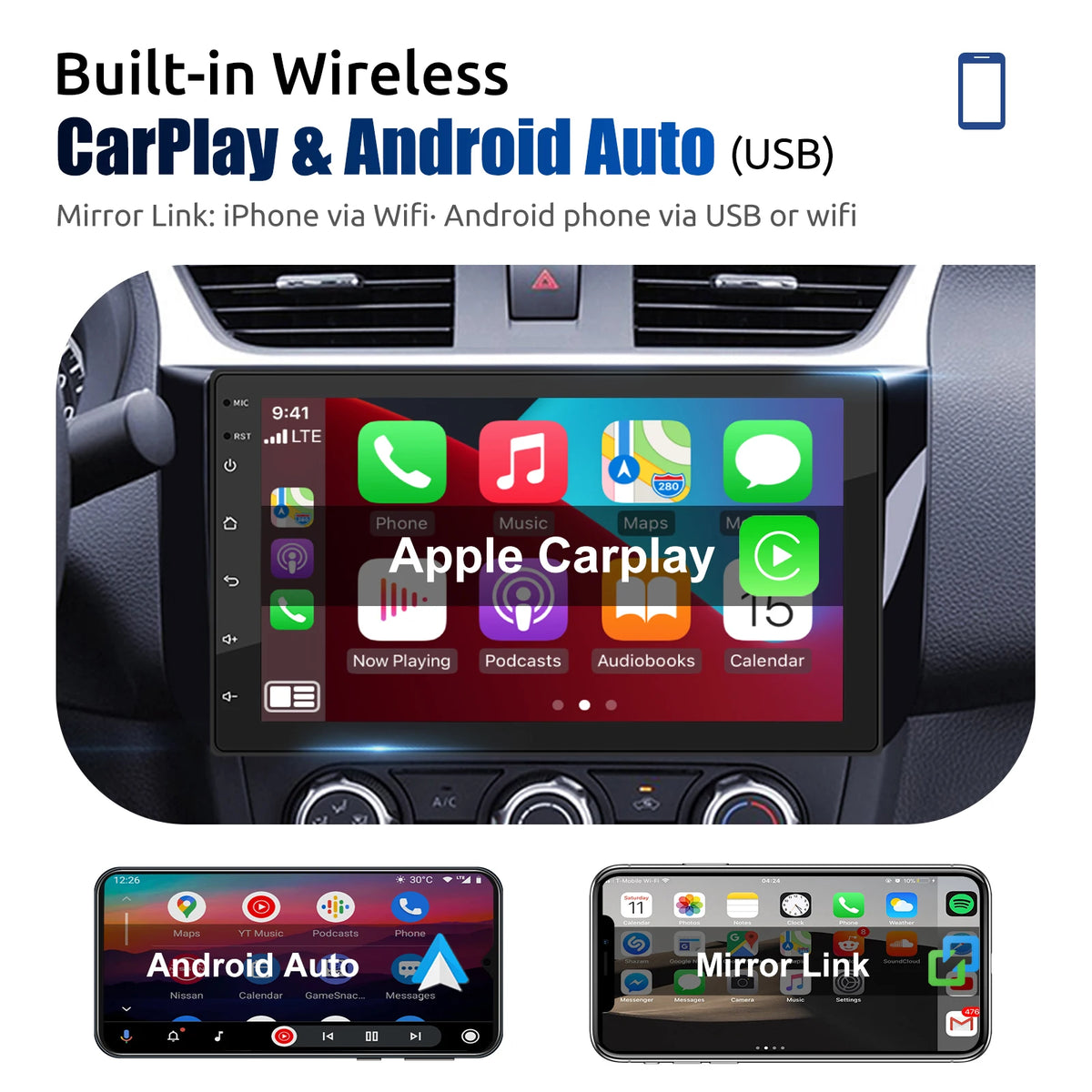 LOR MALE ESSGOO 7 9 10 Car Radio Android Auto Carplay Car Stereo Multimedia Player Universal WIFI GPS Autoradio Car Intelligent Systems