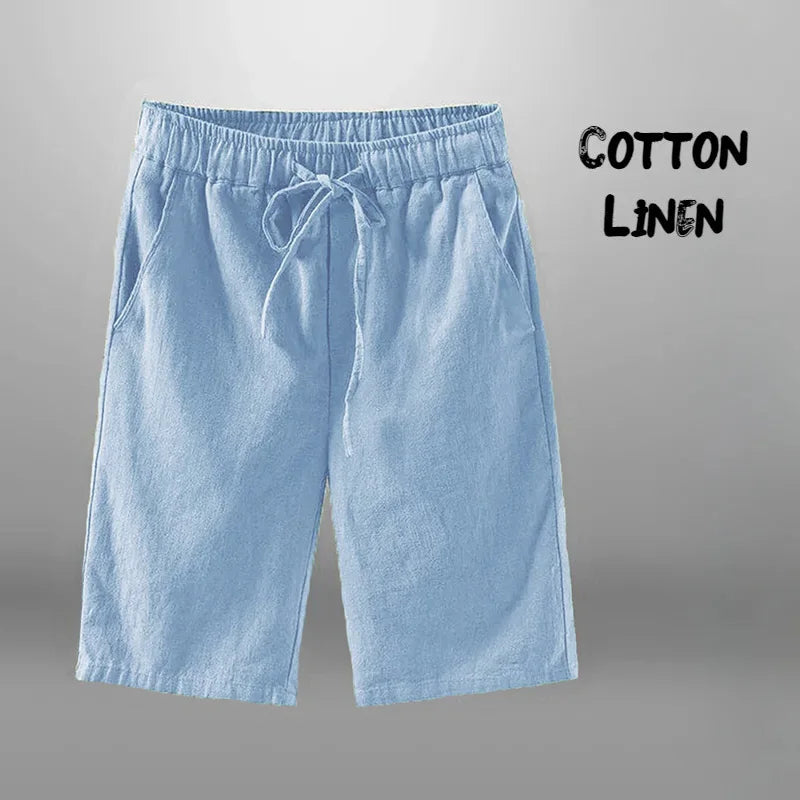 LOR MALE Men Shorts for Men Cotton Linen Casual Breathable Beach Shorts Men's Short Sweatpants Vacation Gym Basketball