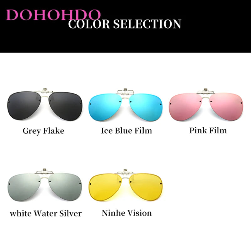 LOR MALE Men Polarizing Clips Sunglasses Women Flip Up Metal Pilot Driver Goggles 2
