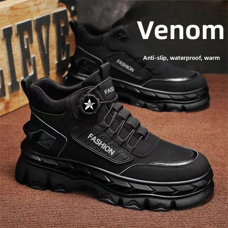 LOR MALE Men's High-Top  Boots Autumn New Style Casual Sports Fashion Shoes Thick Bottom Heightening Anti-Slip Outdoor Workwear