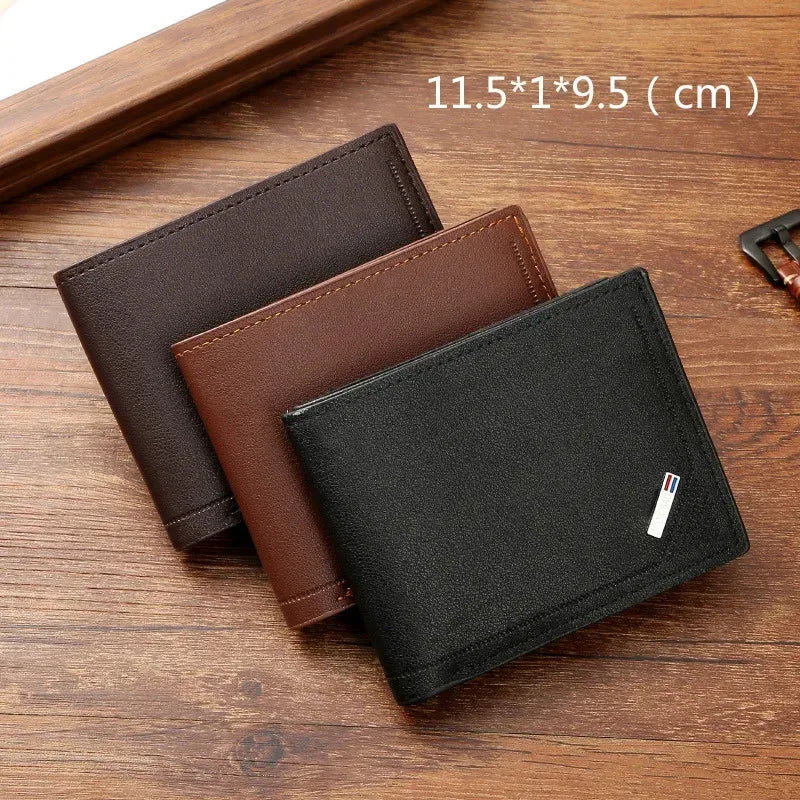 LOR MALE leather short wallet thin wallet foldable minimalist soft leather wallet