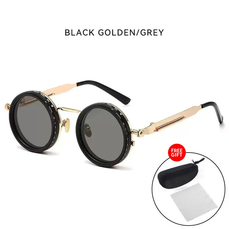 LOR MALE Polarized Round Sunglasses ND9 Adjustable Dimming Sun Glasses Steampunk Men Women Retro Punk Fishing Eyewear Outdoor With Case