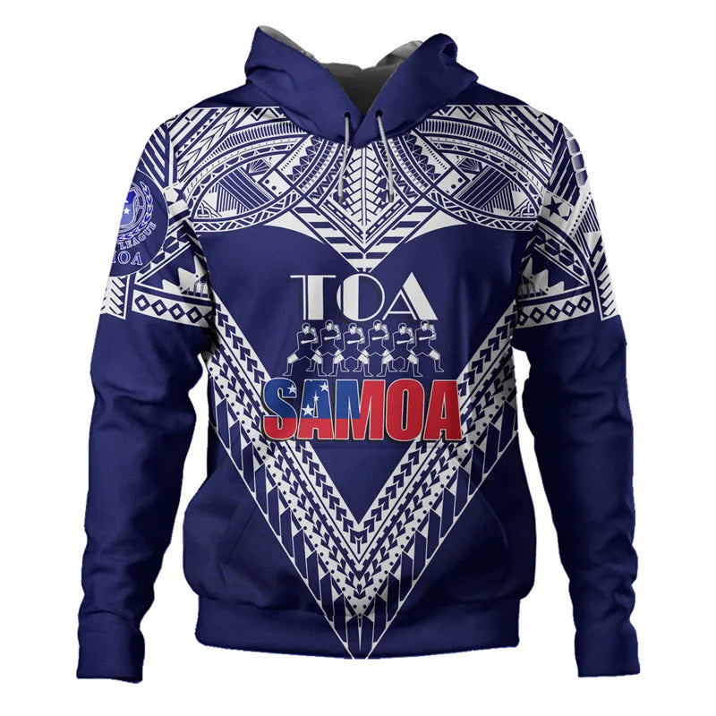 New Winter 3D Samoa Coat Of Arms Printing Hoodies For Men Samoa Flag Emblem Graphic Hooded Sweatshirts Harajuku Long Sleeves Top