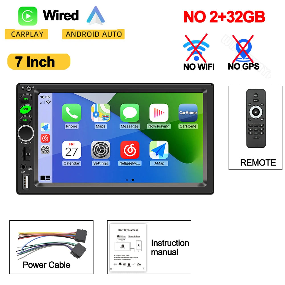 LOR MALE 7/9/10 Inch Universal Android 13 Car Radio 32G/64G Autoradio Android 2 Din Car Radio GPS BT Central Multimedia Smart Car Systems