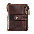 LOR MALE HUMERPAUL Genuine Leather Men's Wallet Fashion Quality Travel Purse Rfid Protect Credit Card Holder Wollst for Men with Chain