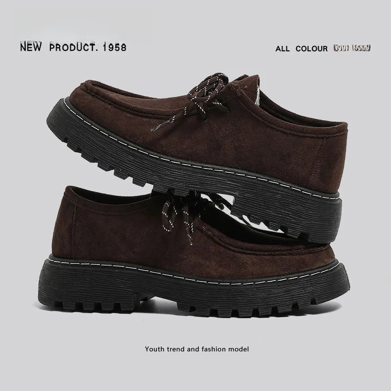 LOR MALE Men's Low-Top  Work Boots British Style round Toe Leather Shoes Comfortable Spring Autumn Seasonal Fashion Workwear
