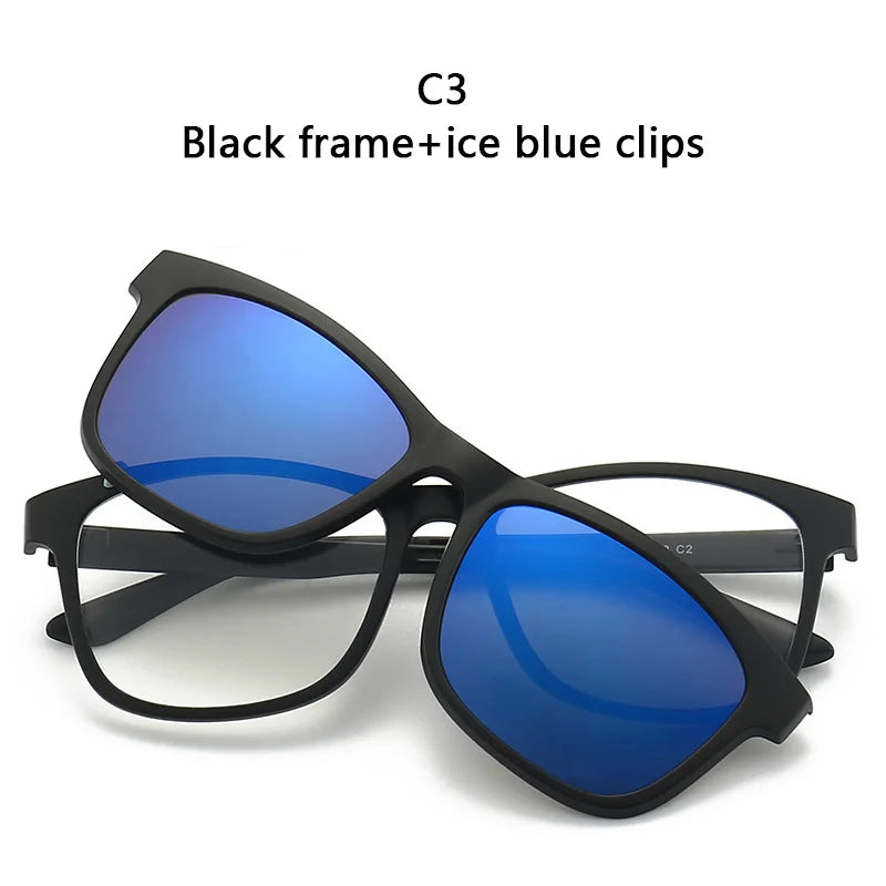 LOR MALE Polarized Sunglasses Men Women 2 In 1 Magnetic Clip On Glasses TR90 Optical Prescription Eyewear Frames Eyeglasses