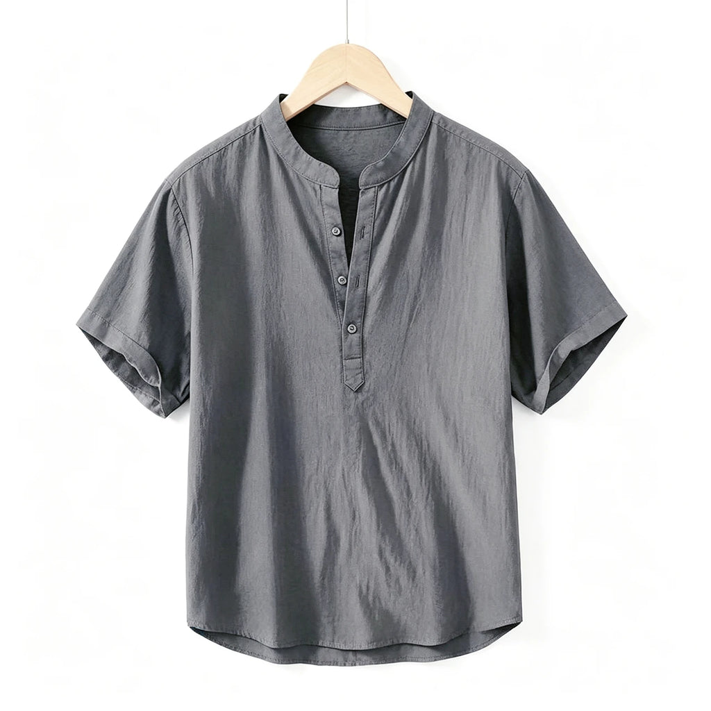 LOR MALE Short Sleeve T-shirt Cotton and Linen Casual Men T-shirts Solid Color