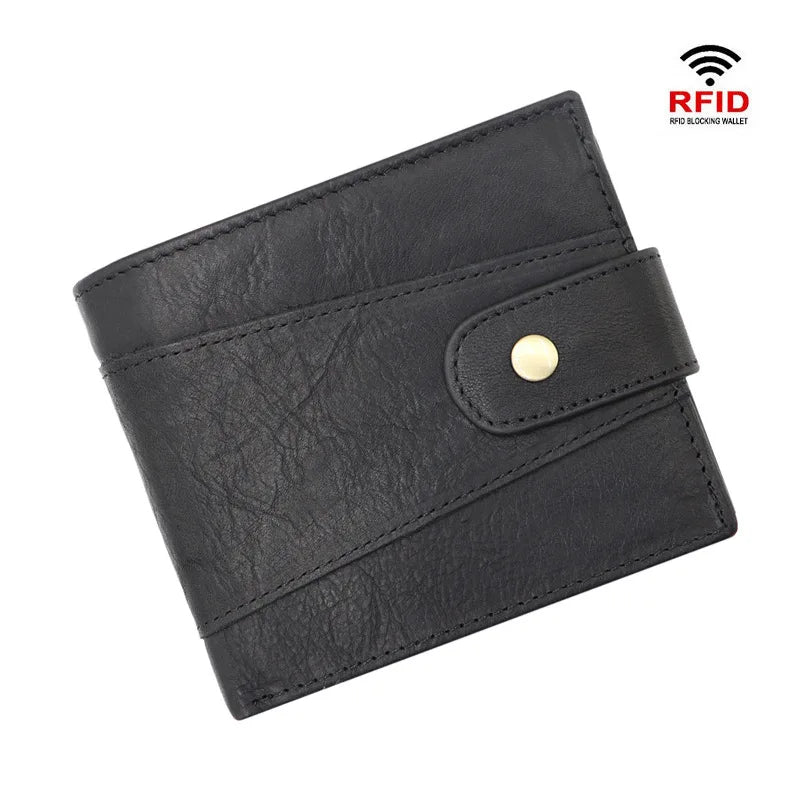 LOR MALE Men's Wallet Rfid Vintage Genuine Leather Wallets for Men Credit Card Holder Purse Money Bag Wallet Man