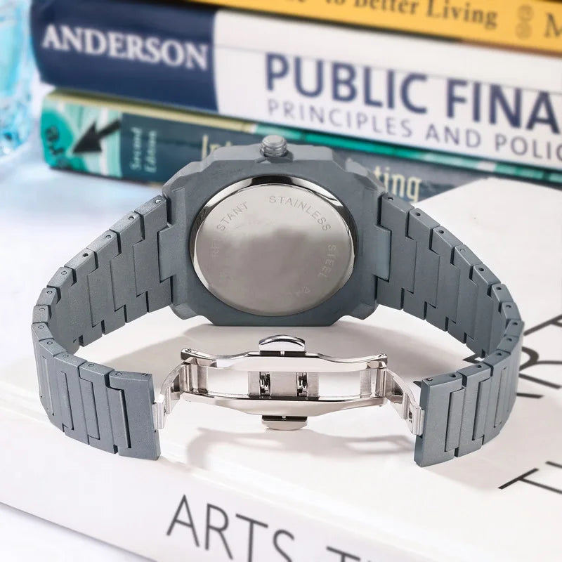 LOR MALE New Watches for Men Luxury Stainless Steel Unique Octagonal Dial Waterproof Quartz Wristwatches Relogio Masculino Drop Shipping