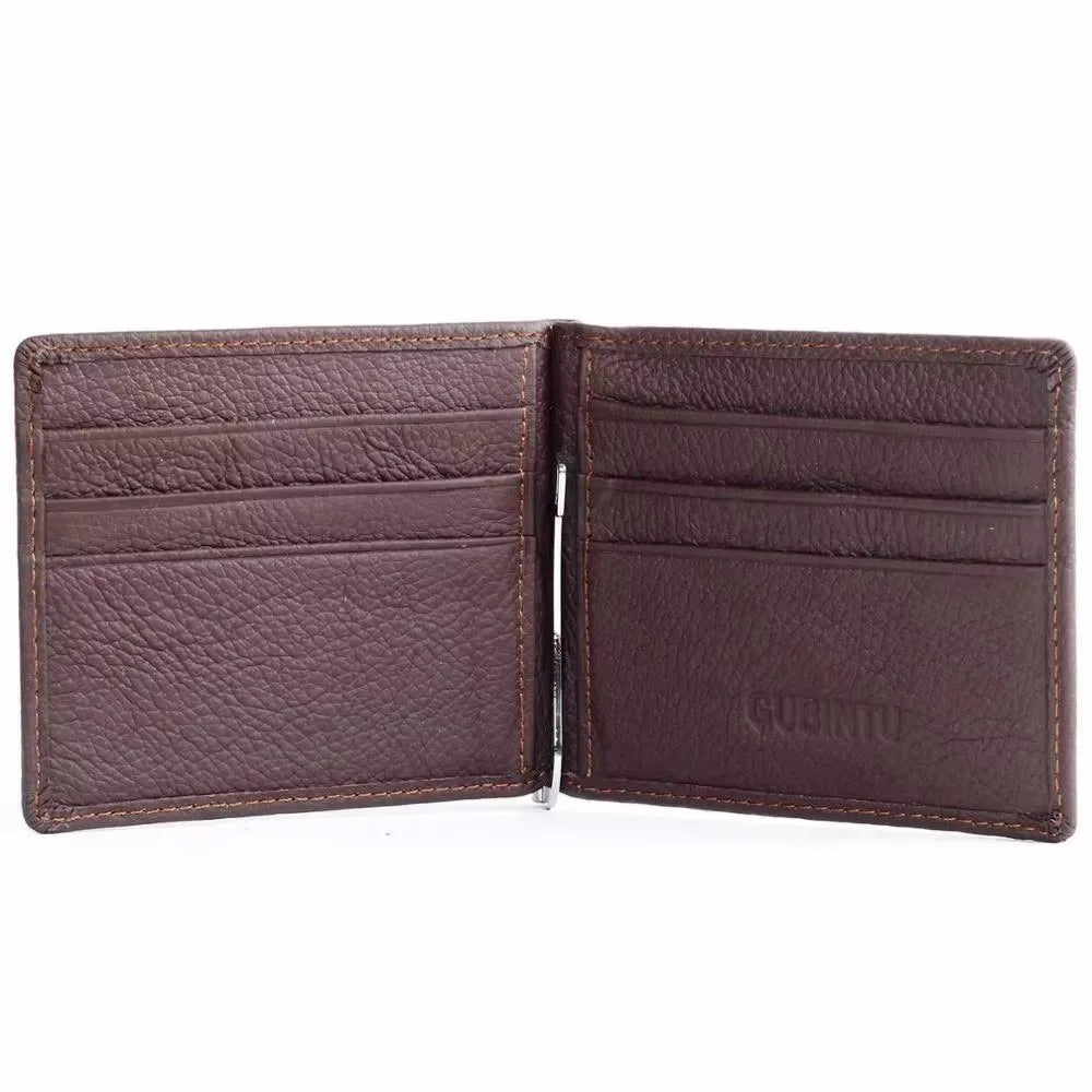 LOR MALE Name Engraving Men Wallets Money Clip Genuine Leather Zipper Male Coin