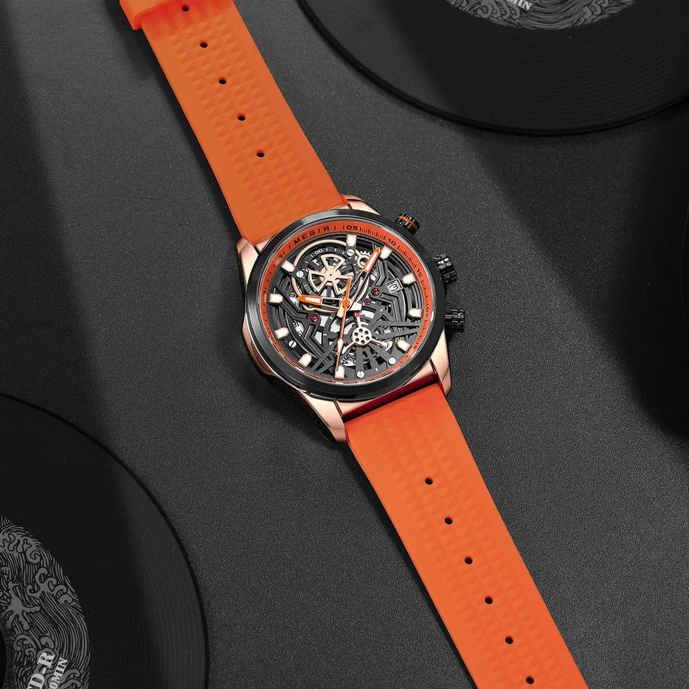 LOR MALE Sport Chronograph Watches Top Luxury Brand MEGIR Quartz Waterproof Man WristWa