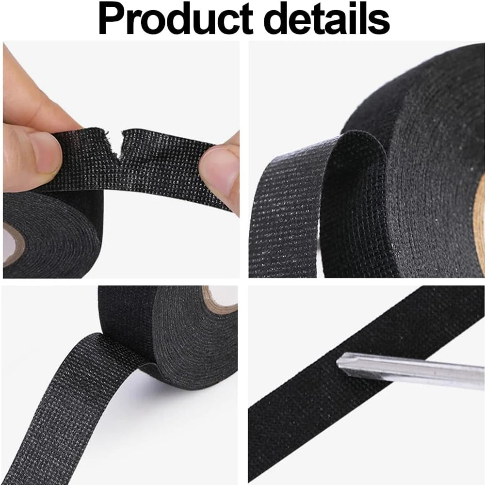 LOR MALE 15/25M Wire Harness Automotive Cloth Tape Adhesive High Noise Resistance Heat Proof Fabric Electrical Tape for Wrapping Wiring
