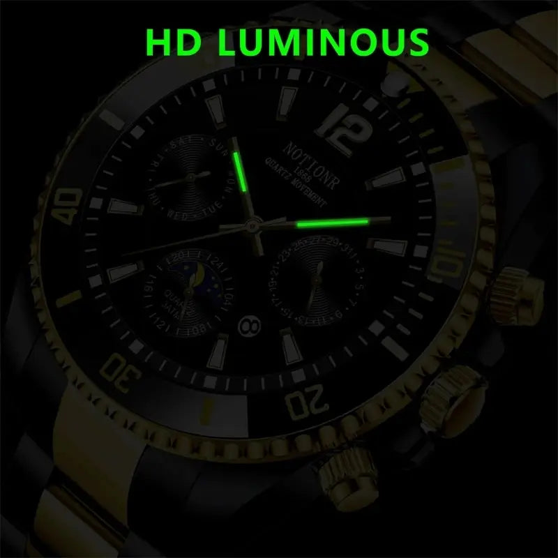LOR MALE Watches Sport Waterproof Stainless Steel Quartz Watch Luxury Man Business Lumi