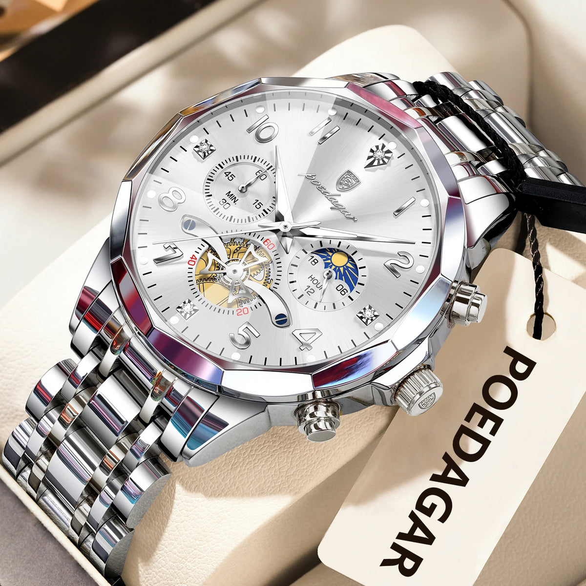 LOR MALE POEDAGAR Luxury High Quality Man Wristwatch Chronograph Stainless Steel Quartz Men's Watches Waterproof Luminous Men Clock Reloj