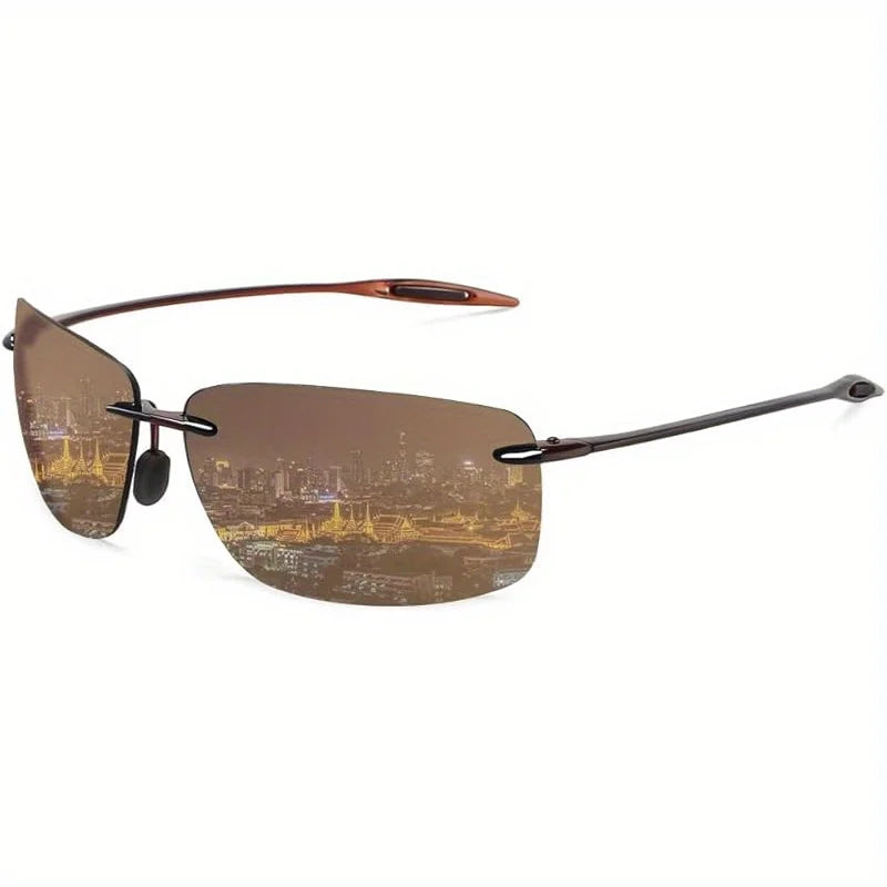 LOR MALE Polarized Sunglasses for Men WomenTr90 Rimless Frame Lightweight & Durable Protection for Running Fishing Baseball Sunglasses