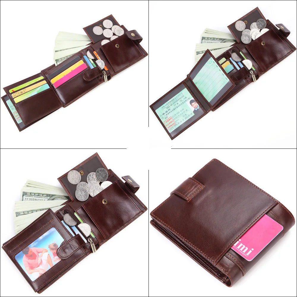 LOR MALE Men's Wallet Rfid Vintage Genuine Leather Wallets for Men Credit Card Holder Purse Money Bag Wallet Man