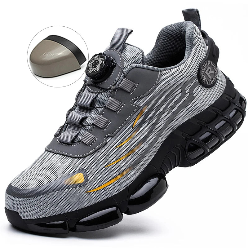 LOR MALE Indestructible Steel Toe Protective Safety Shoes Slip Resistant Abrasion Resistant Work Shoes Men Tough Comfortable Sneakers New