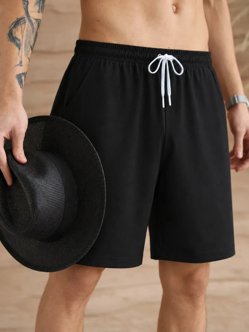 LOR MALE Men's casual white shorts, comfortable summer shorts, suitable for various occasions, versatile and fashionable gym shorts