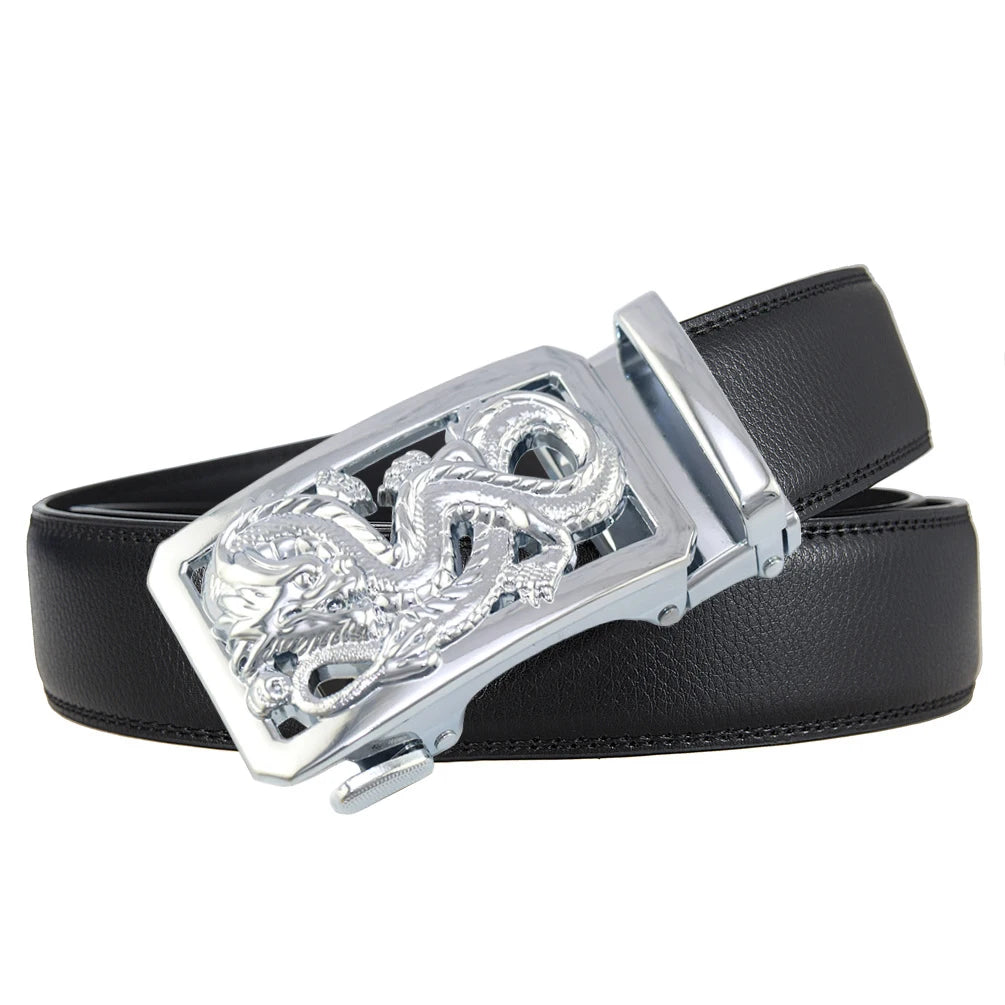 LOR MALE Belt men high quality automatic buckle personalized belt casual belt soft pu leather ratchet belt popular