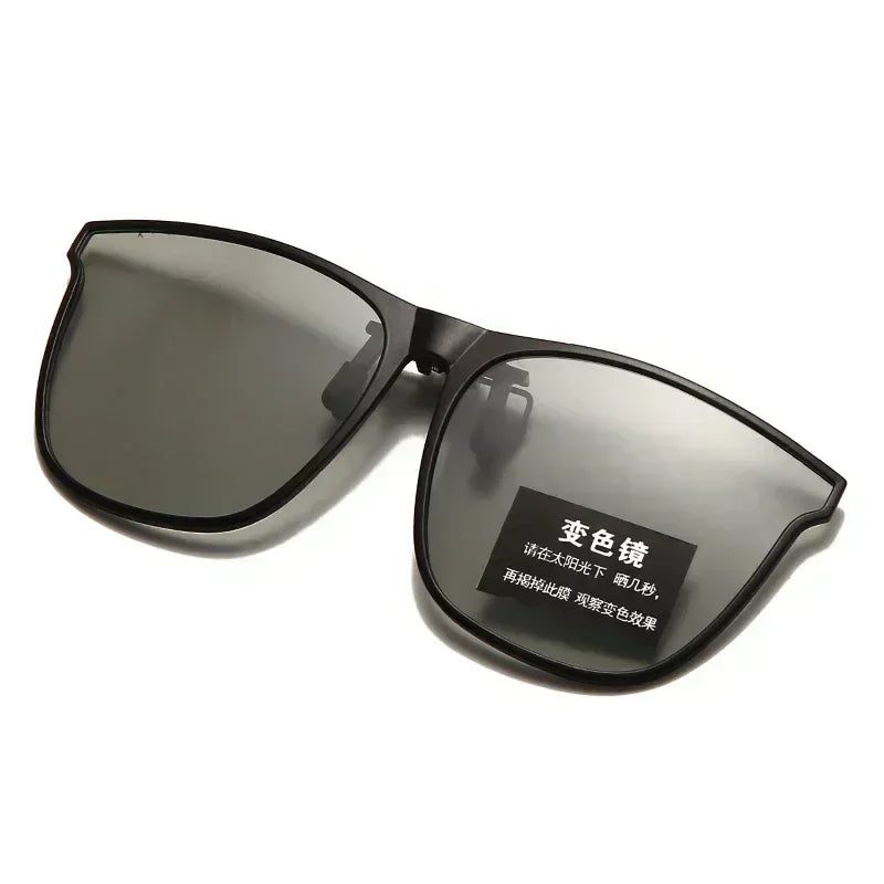 LOR MALE Polarized Clip On Sunglasses Men Photochromic Car Driver Goggles Night Vision Glasses Anti Glare Vintage Square Eyewear