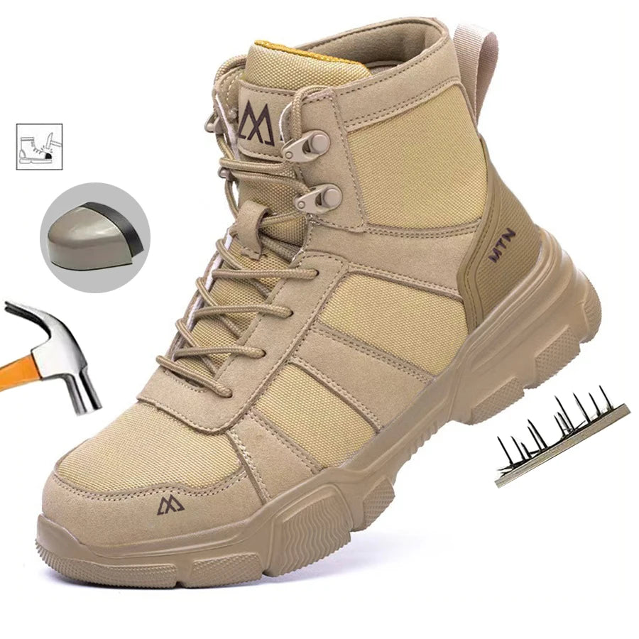 LOR MALE Indestructible Security Protective Boots Men Comfortable Breathable Construction Working Boots Anti-Puncture Work Safety Shoes