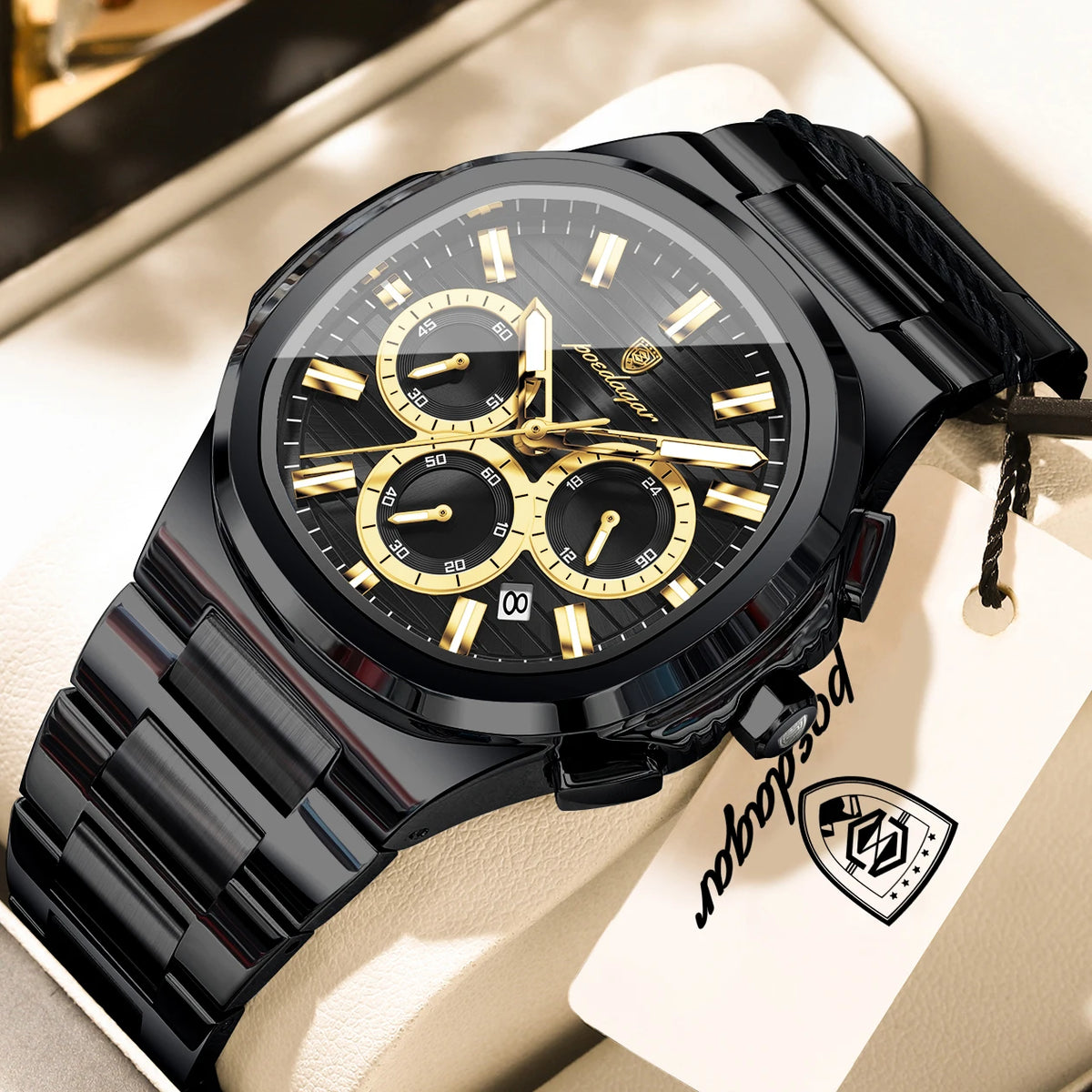 LOR MALE POEDAGAR Top High Quality Man Watch Luminous Waterproof Stainless Steel Men Clock Date Chronograph Quartz Business Men's Watches