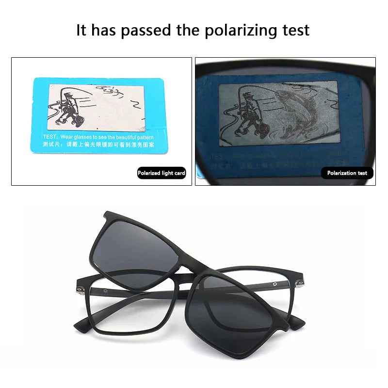 LOR MALE Polarized Sunglasses Men Women 2 In 1 Magnetic Clip On Glasses TR90 Optical Prescription Eyewear Frames Eyeglasses