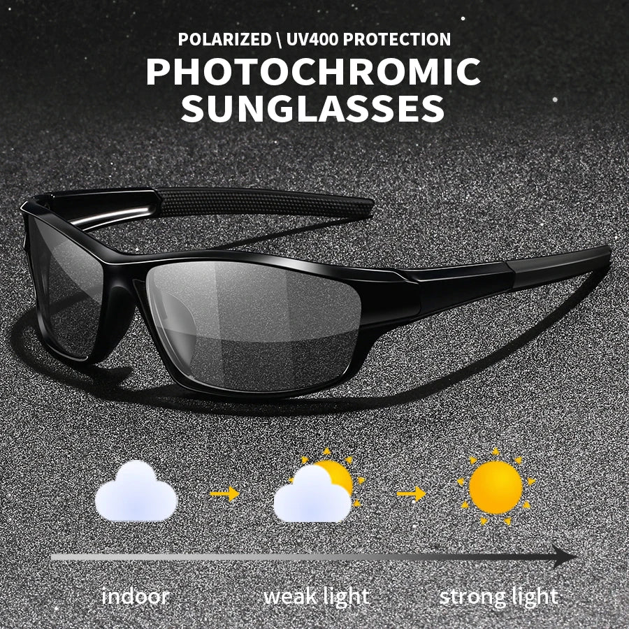 LOR MALE Photochromic Polarized Sports Vintage Sunglasses Men Women Fishing Cycling Dri Ring