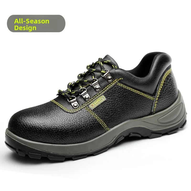 LOR MALE Old Style Steel Toe Work Boots Men's Lightweight Comfortable All Season Wear Resistant Labor Protection Shoes for Welding