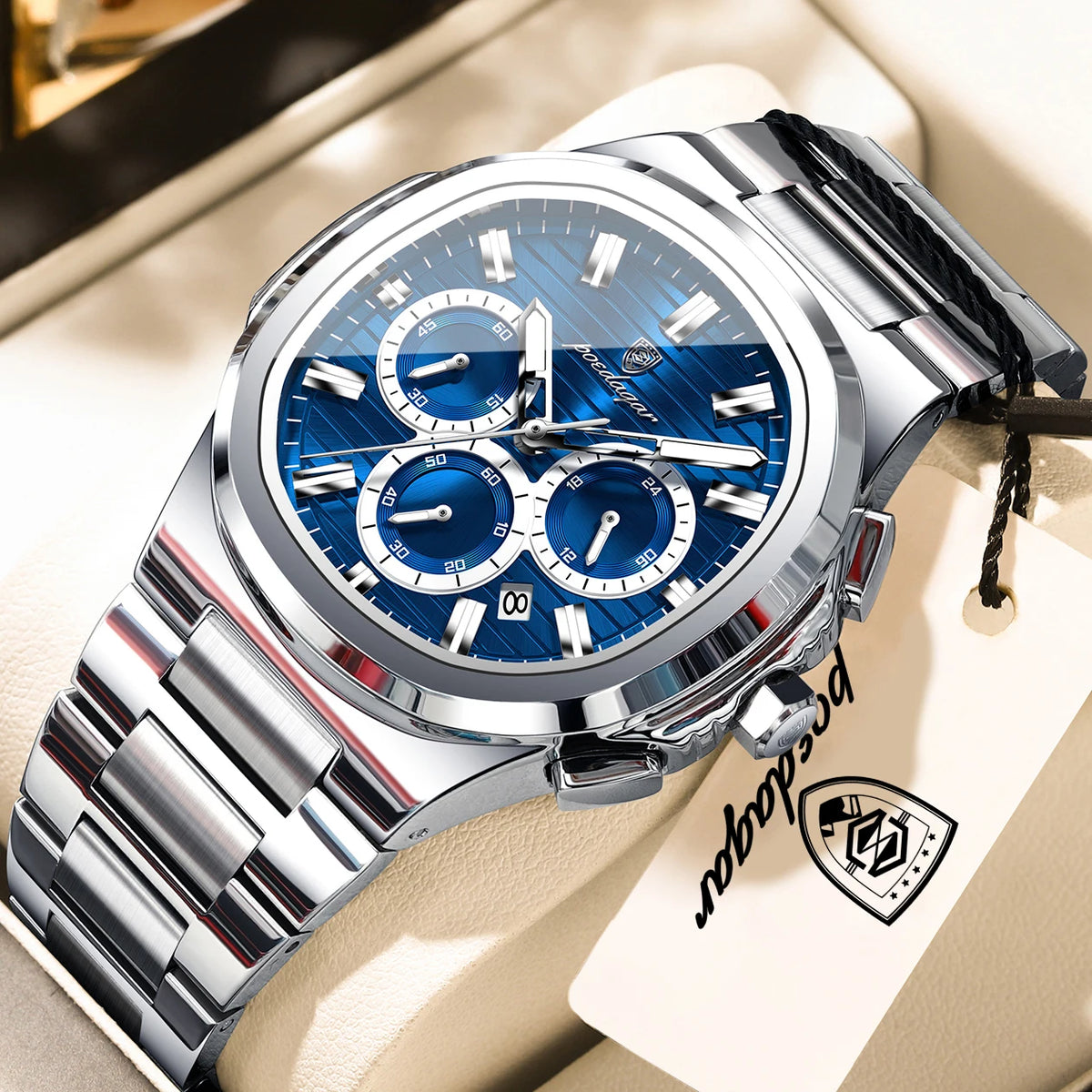 LOR MALE POEDAGAR Top High Quality Man Watch Luminous Waterproof Stainless Steel Men Clock Date Chronograph Quartz Business Men's Watches