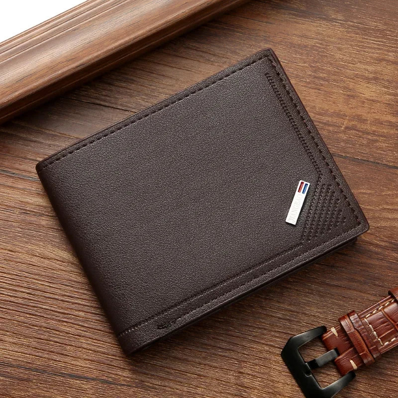 LOR MALE leather short wallet thin wallet foldable minimalist soft leather wallet