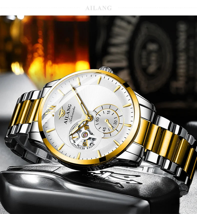 LOR MALE Watches Tourbillon Skeleton Luminous Luxury Mechanical Self Winding Wrist Watc