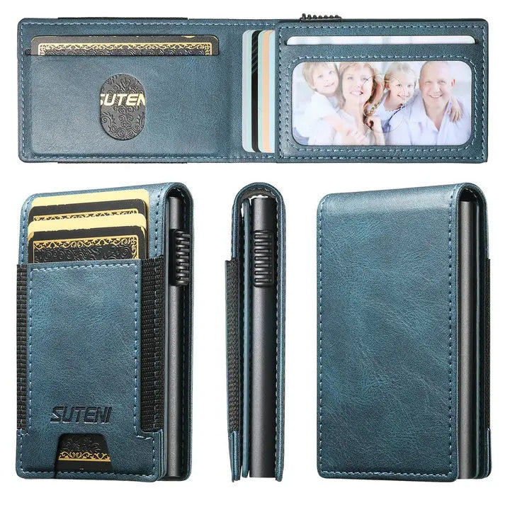 LOR MALE Luxury High Quality Leather PU Capa For Men Wallet Cards Slot Case Card Box Pressing The Button Automatically Ejects The Card