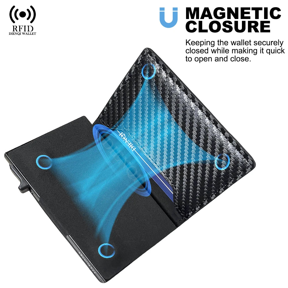 LOR MALE Anti-theft Credit Card Holder Men Wallets Rfid Blocking Aluminum Leather Pop Up Minimalist Wallet Cardholder Wallets for Men