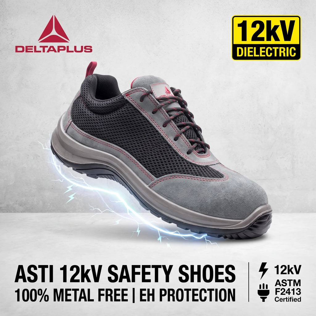 LOR MALE Composite Toe Safety Shoe Steel Toe Shoes Man EH Electrical Hazard Work Shoes Man Non Slip Suede Mesh Insulated Safety Shoes