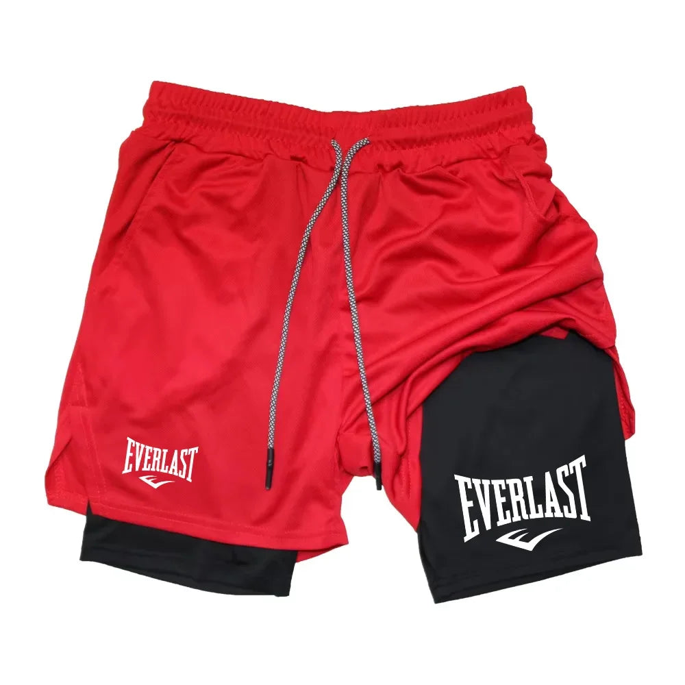 LOR MALE Men Running Shorts 2 In 1 Double-deck Sport Shorts Sportswear Gym