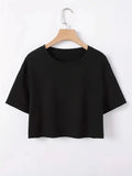 Men Women Short T-shirt Black White Solid Color Loose Street Short Sleeve Clothing Hip Hop Fashion Show Navel Exposed Clothing