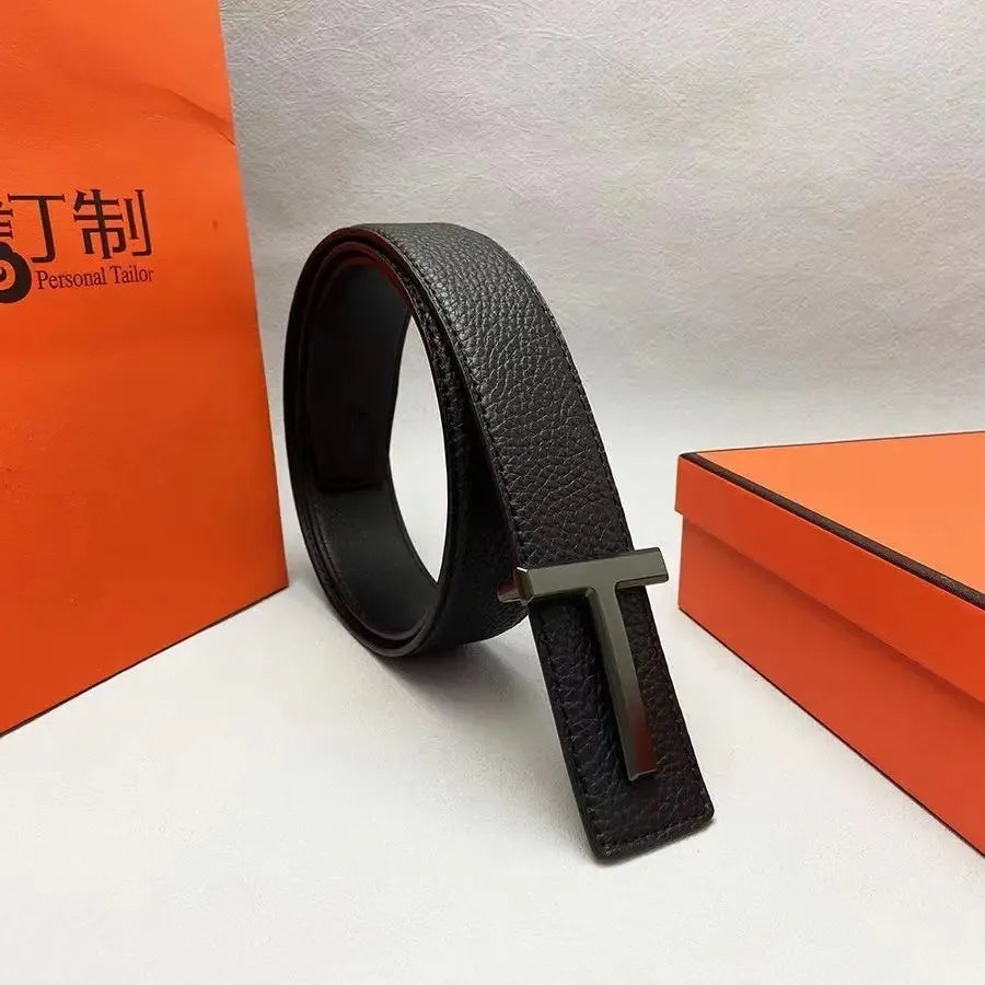LOR MALE 2025 High Quality 3.8cm Leather Business Men Belt Luxury Brand Designer famous Belts for men Jeans Strap Male Metal Buckle belt