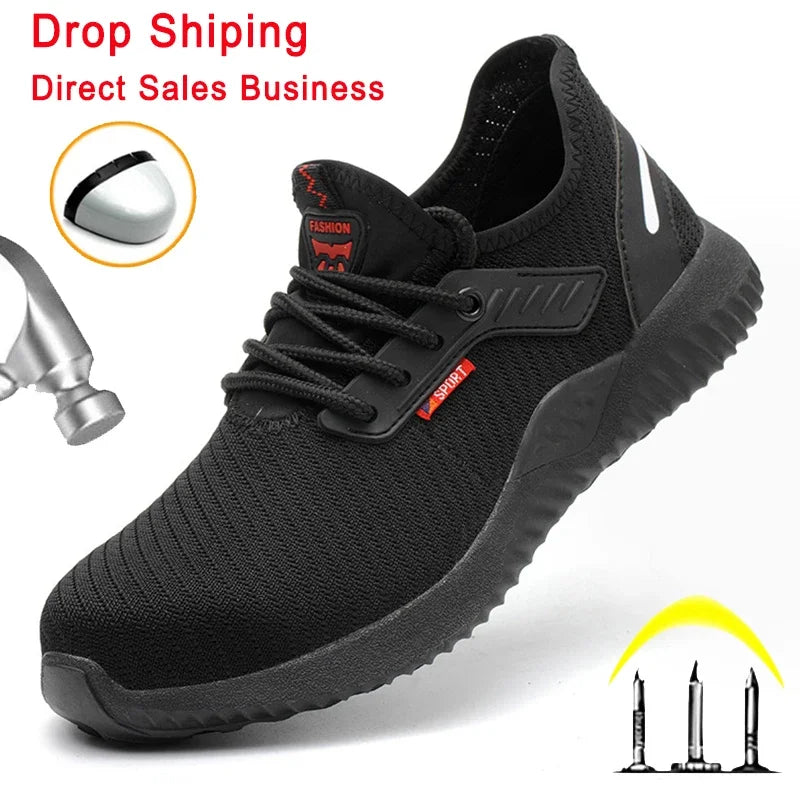 LOR MALE Work Safety Boots Men Shoes Steel Toe Anti-Smashing Indestructible Steel Toe Cap Puncture-Proof Boots Lightweight Women Sneakers