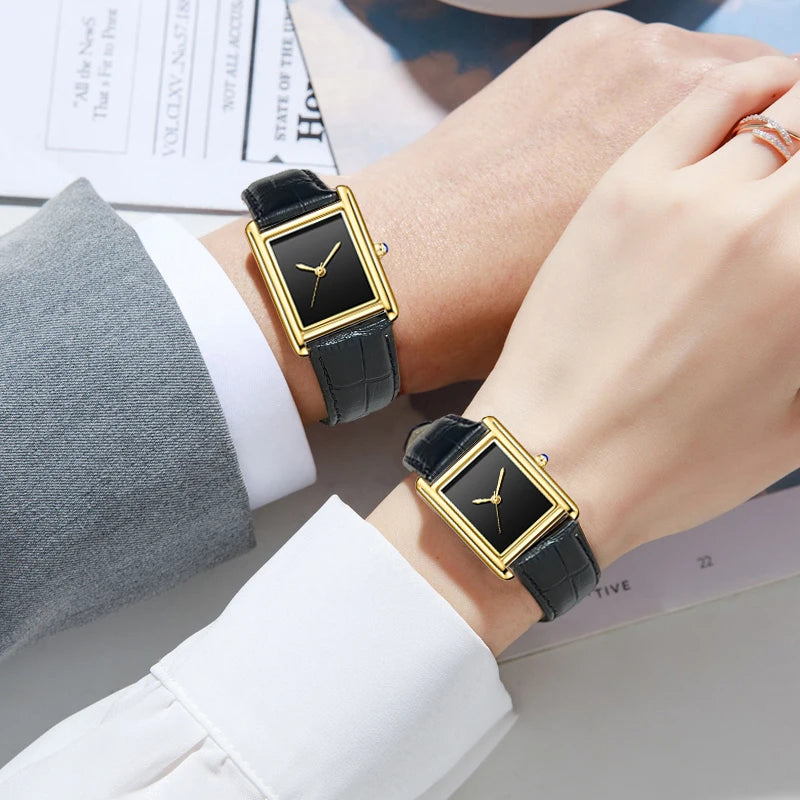 LOR MALE Reloj Top Brand Couple's Watches and Women Leather Strap Waterproof Quartz