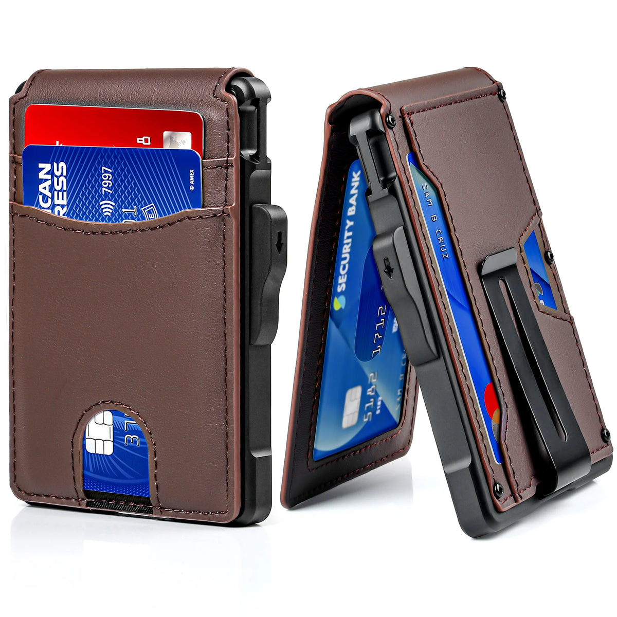 LOR MALE Wallet for Men, Mens Minimalist Wallet 9-13 Cards, Slim Compact Wallet with Money Clip & ID Window, RFID Blocking Smart Pop Up C