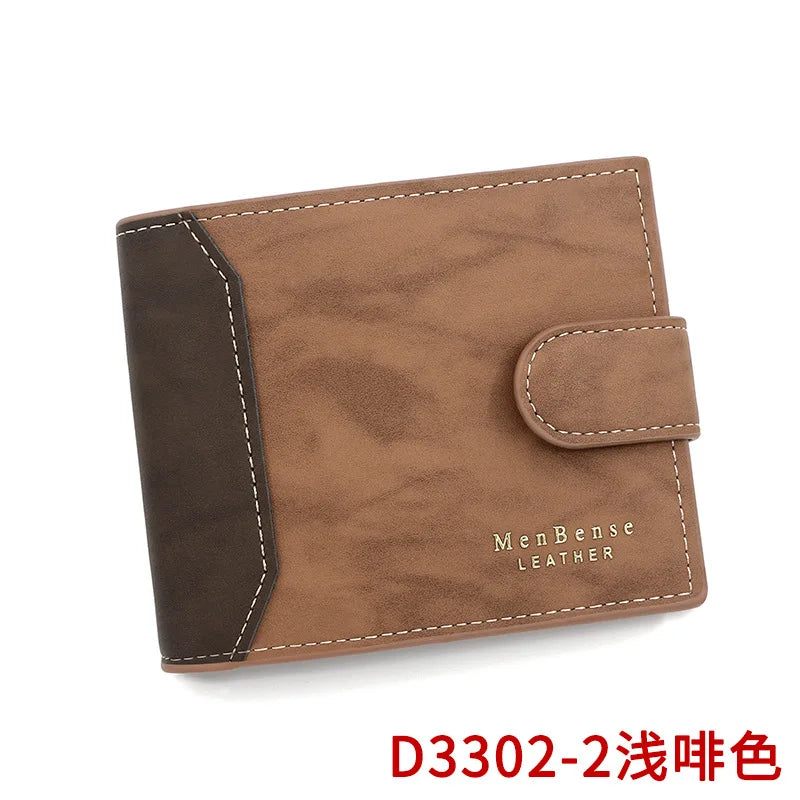 LOR MALE Men's Wallet with Hasp Business Card Holder Case Male Short Purse PU Leather Money Bag for Men Credit Card Wallets