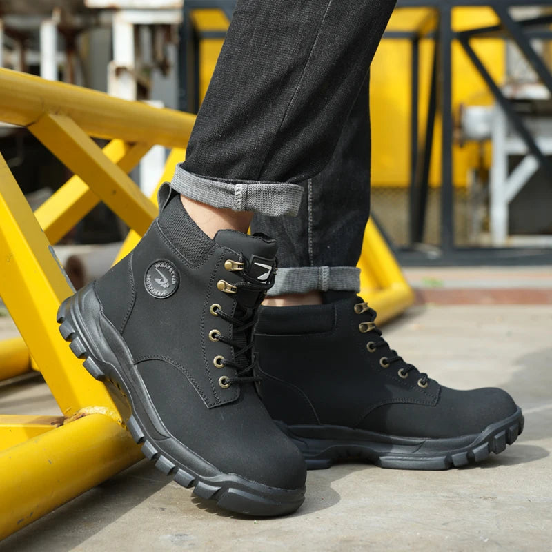 LOR MALE Indestructible Work Boots Construction Safety Shoes Steel Toe Lightweight Shoes for Men Women Anti-smash Steel Toe Sneakers